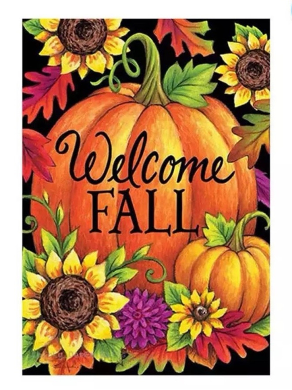 Welcome Fall Pumpkin Garden Flag - Autumn Decorative Home Accent